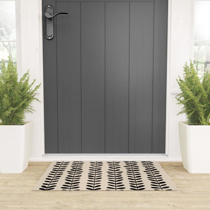 Abstract Leaves black pattern Welcome Mat Gallery Image 3