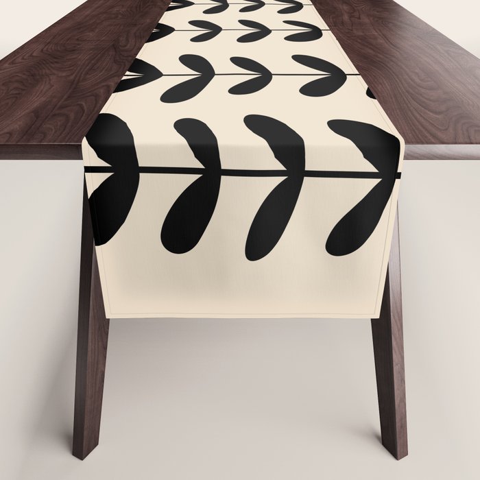 Abstract Leaves black pattern Table Runner Gallery Image 1