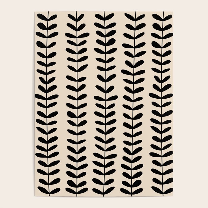 Abstract Leaves black pattern Poster Gallery Image 1