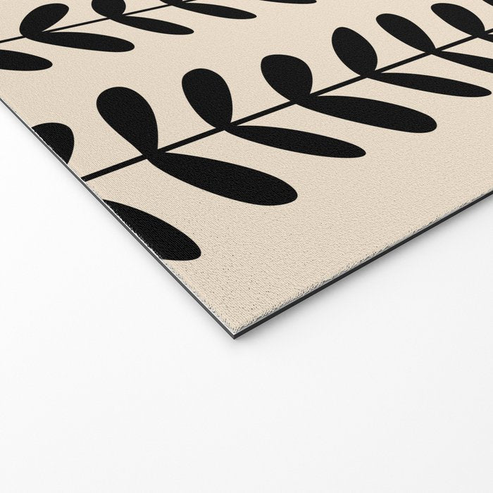 Abstract Leaves black pattern Welcome Mat Gallery Image 2