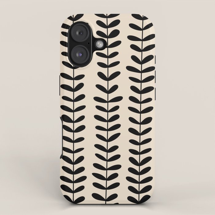 Abstract Leaves black pattern iPhone Case Gallery Image 1