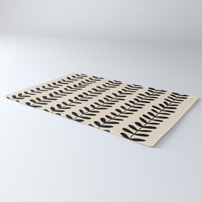 Abstract Leaves black pattern Rug Gallery Image 3