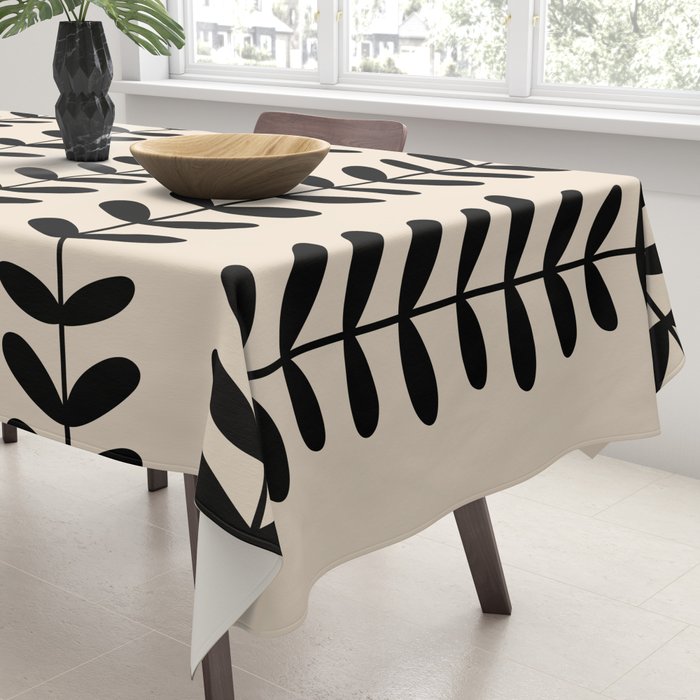 Abstract Leaves black pattern Tablecloth Gallery Image 3