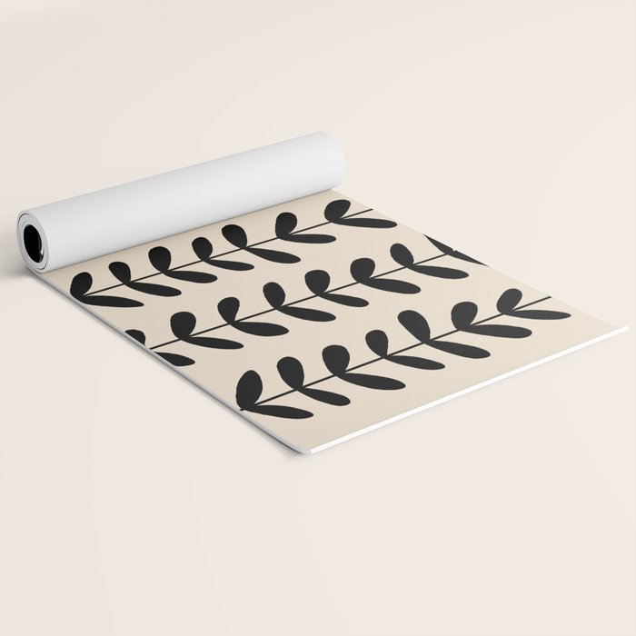 Abstract Leaves black pattern Yoga Mat Gallery Image 2