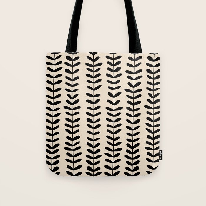 Abstract Leaves black pattern Tote Bag Gallery Image 1