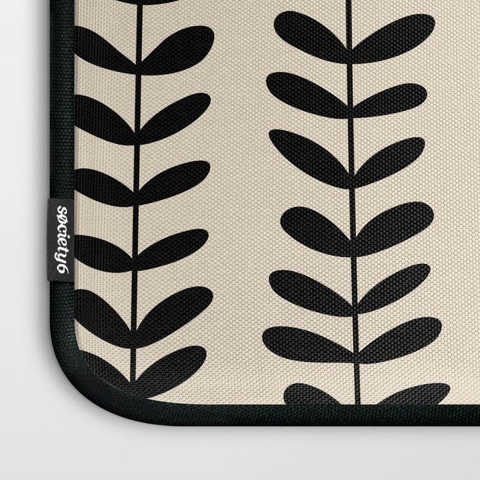 Abstract Leaves black pattern Laptop Sleeve Gallery Image 3