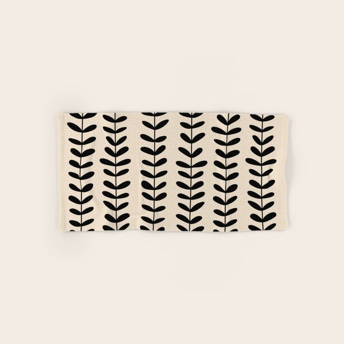 Abstract Leaves black pattern Bath Towel Gallery Image 1