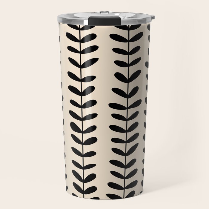 Abstract Leaves black pattern Travel Mug Gallery Image 1