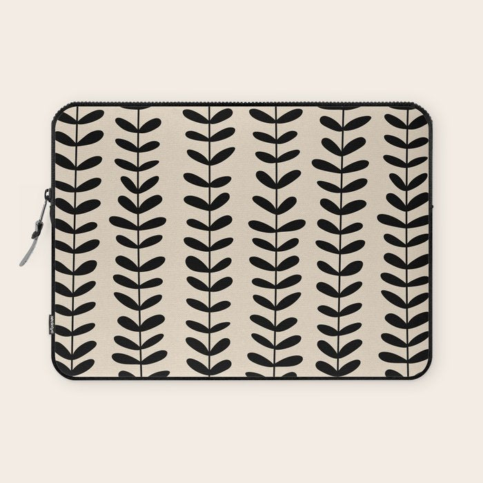 Abstract Leaves black pattern Laptop Sleeve Gallery Image 1