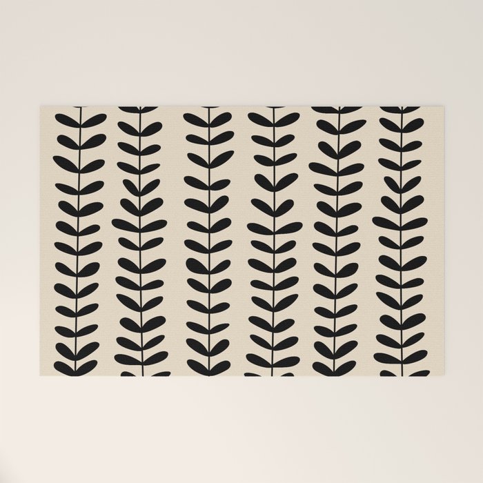 Abstract Leaves black pattern Welcome Mat Gallery Image 1