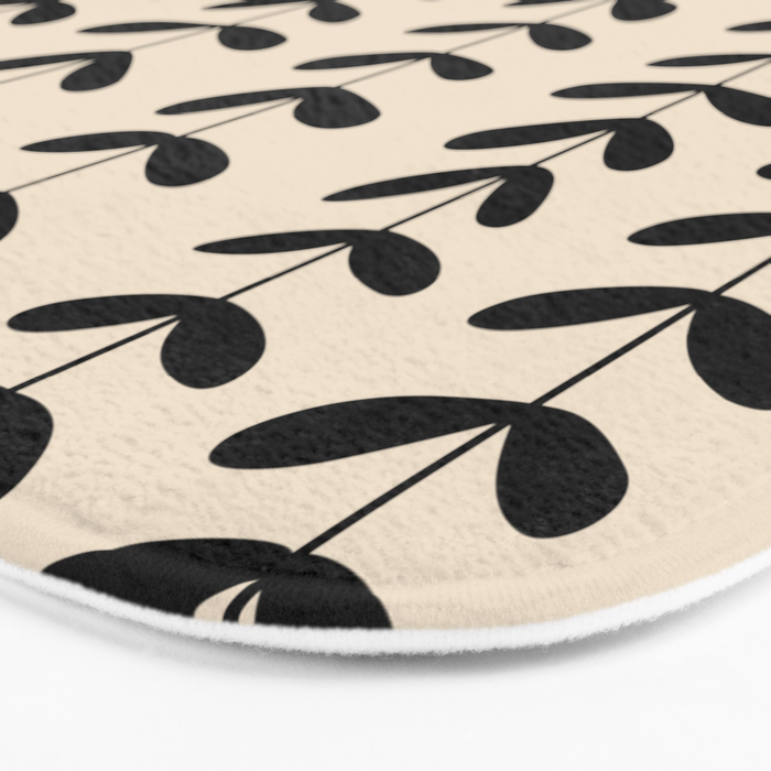 Abstract Leaves black pattern Bath Mat Gallery Image 3