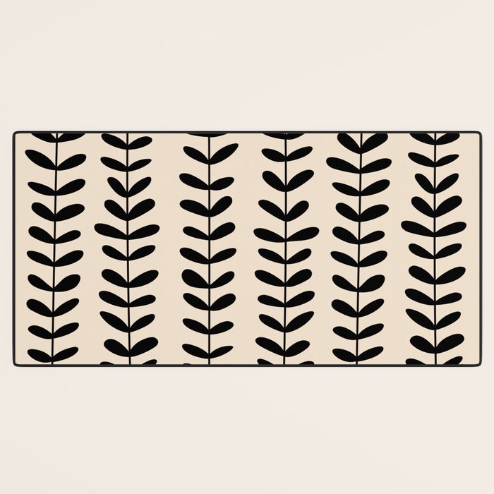 Abstract Leaves black pattern Desk Mat Gallery Image 3