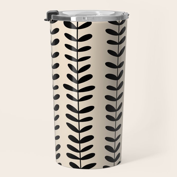 Abstract Leaves black pattern Travel Mug Gallery Image 3