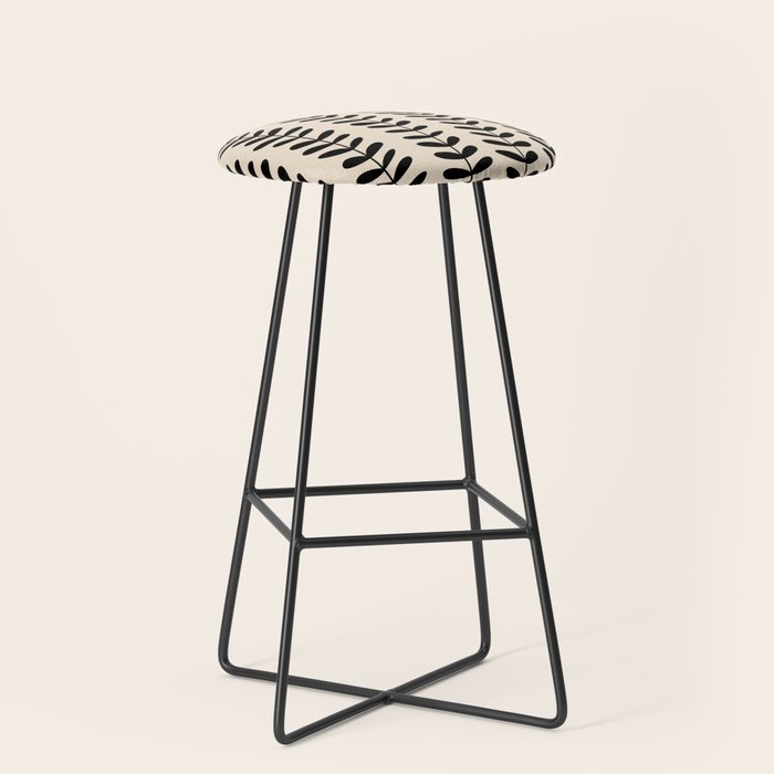 Abstract Leaves black pattern Stool Gallery Image 1