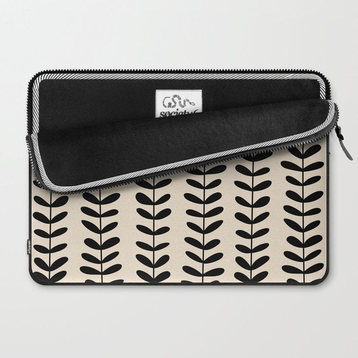 Abstract Leaves black pattern Laptop Sleeve Gallery Image 2