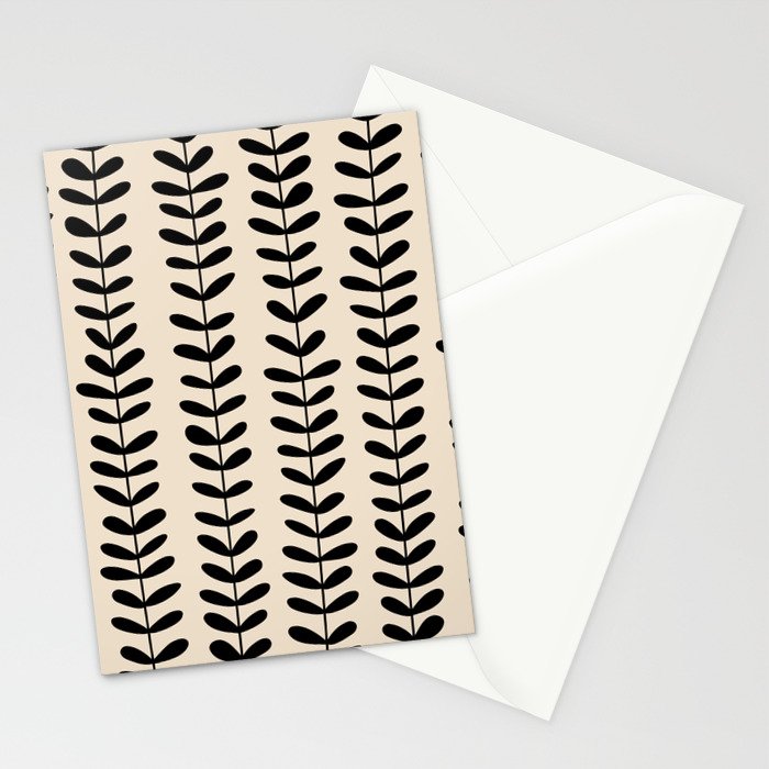 Abstract Leaves black pattern Stationery Card Gallery Image 2