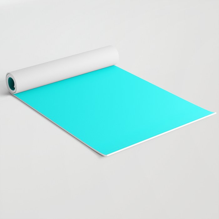Neon Aqua Blue Bright Electric Fluorescent Color Yoga Mat Gallery Image 2
