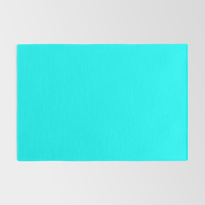 Neon Aqua Blue Bright Electric Fluorescent Color Rug Gallery Image 2