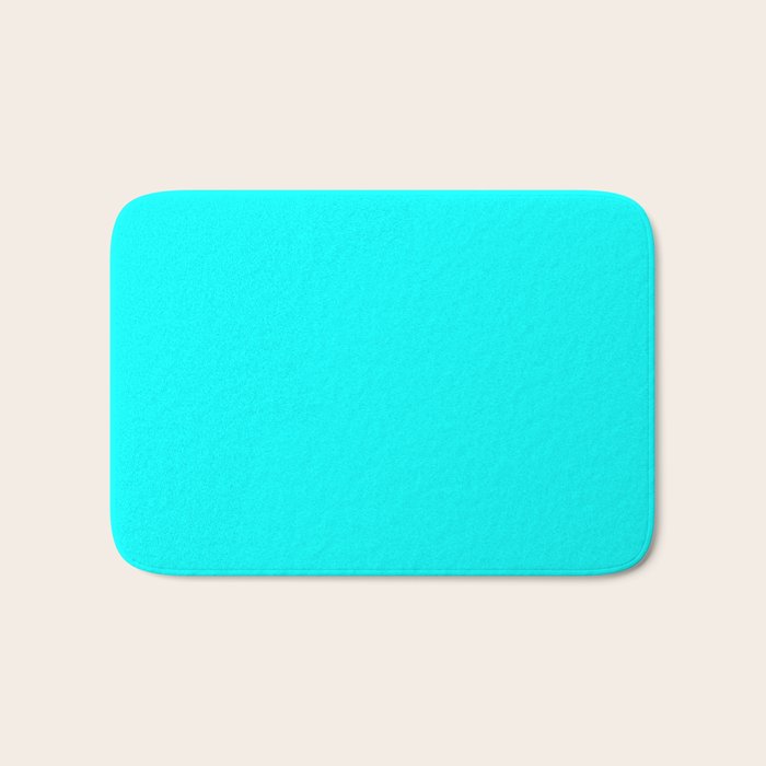 Neon Aqua Blue Bright Electric Fluorescent Color Bath Mat Gallery Image 1