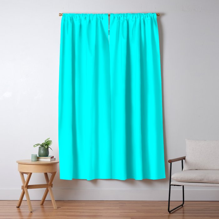 Neon Aqua Blue Bright Electric Fluorescent Color Window Curtain Gallery Image 1