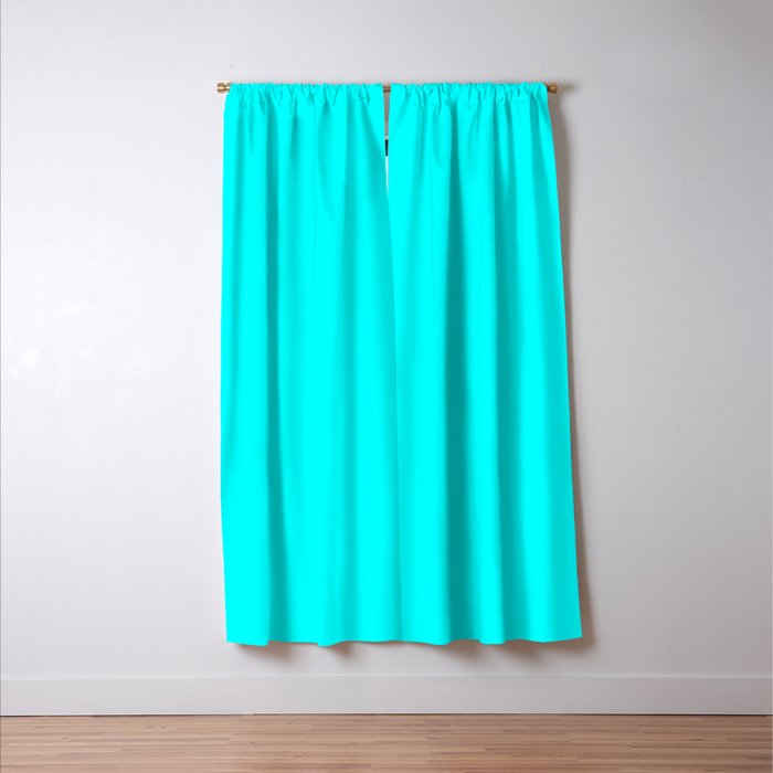 Neon Aqua Blue Bright Electric Fluorescent Color Window Curtain Gallery Image 3