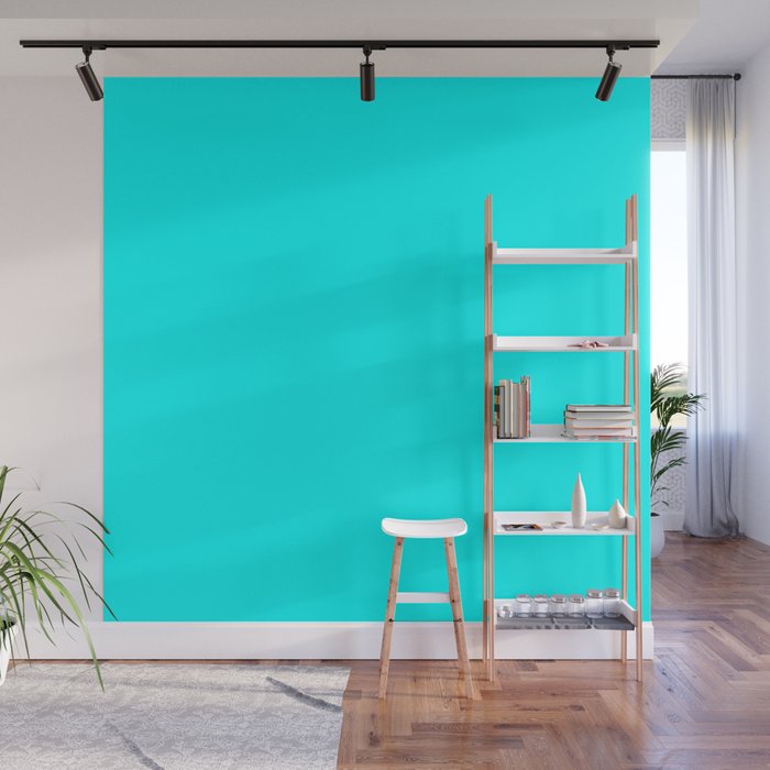 Neon Aqua Blue Bright Electric Fluorescent Color Wall Mural Gallery Image 1