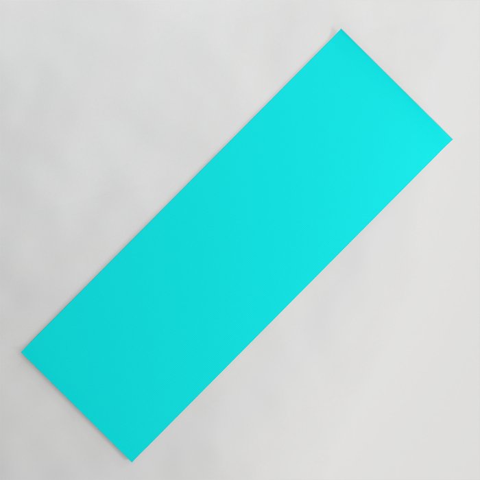 Neon Aqua Blue Bright Electric Fluorescent Color Yoga Mat Gallery Image 1
