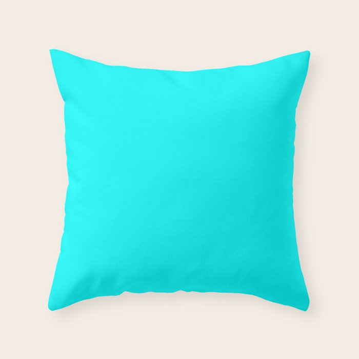 Neon Aqua Blue Bright Electric Fluorescent Color Throw Pillow Gallery Image 1