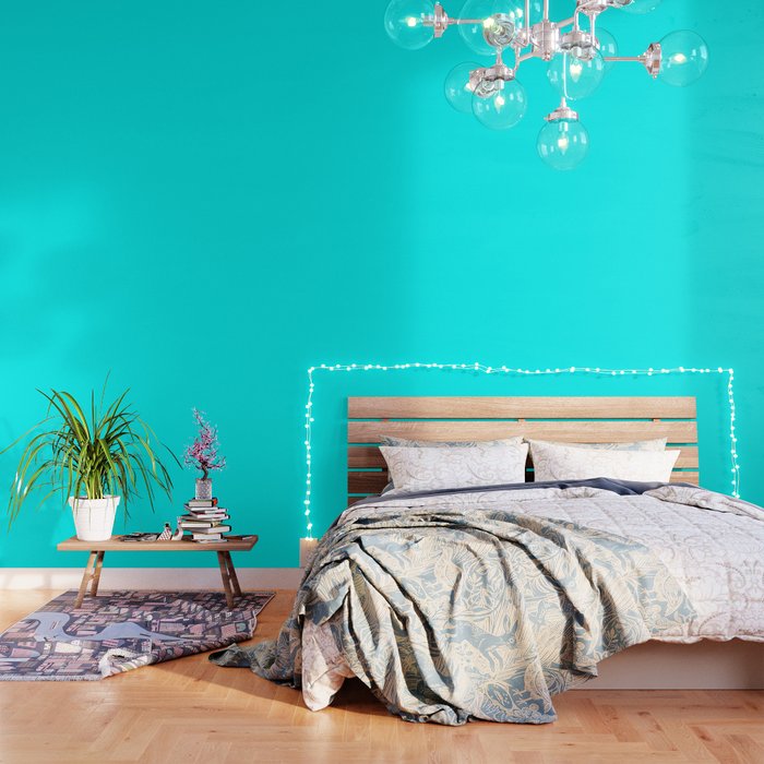 Neon Aqua Blue Bright Electric Fluorescent Color Wallpaper Gallery Image 3