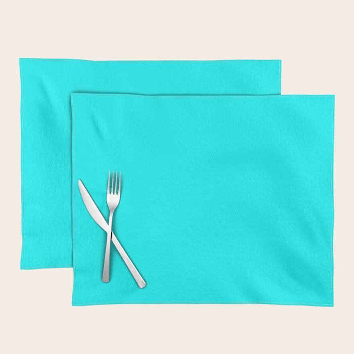 Neon Aqua Blue Bright Electric Fluorescent Color Placemat Gallery Image 1