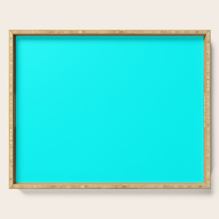 Neon Aqua Blue Bright Electric Fluorescent Color Serving Tray Gallery Image 1