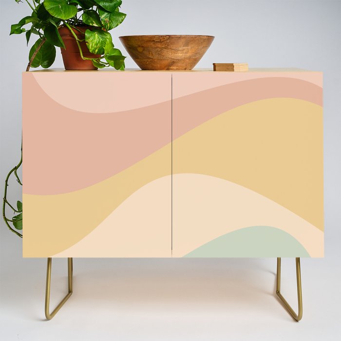 Abstract Color Waves - Neutral Pastel Credenza Gallery Image 1