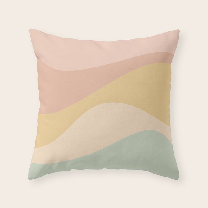 Abstract Color Waves - Neutral Pastel Throw Pillow Gallery Image 6