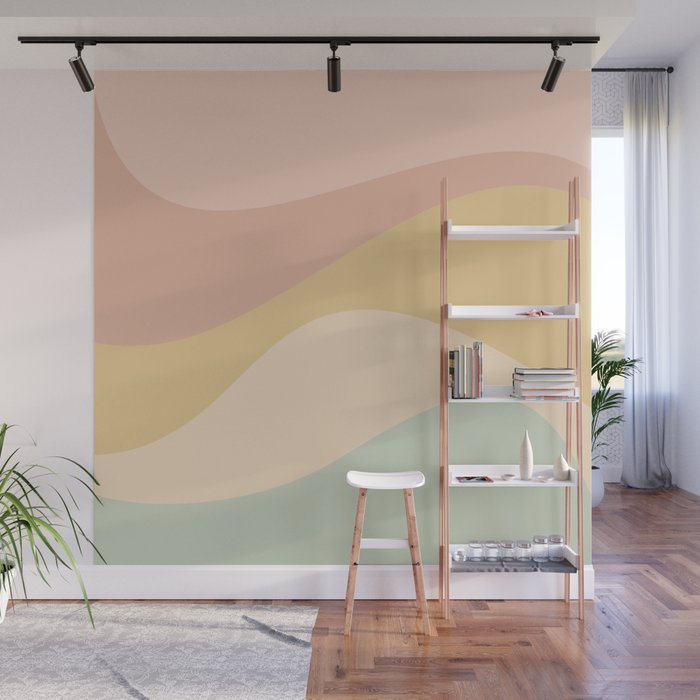 Abstract Color Waves - Neutral Pastel Wall Mural Gallery Image 1