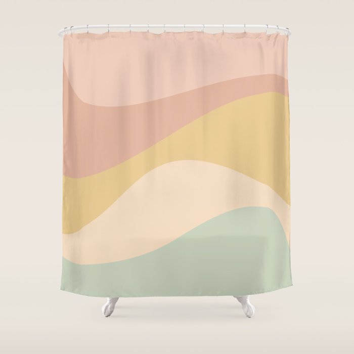 Abstract Color Waves - Neutral Pastel Shower Curtain Gallery Image 1