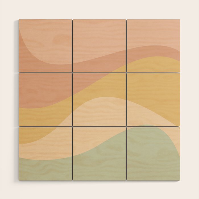 Abstract Color Waves - Neutral Pastel Wood Wall Art Gallery Image 1