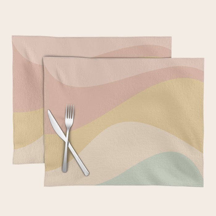 Abstract Color Waves - Neutral Pastel Placemat Gallery Image 1