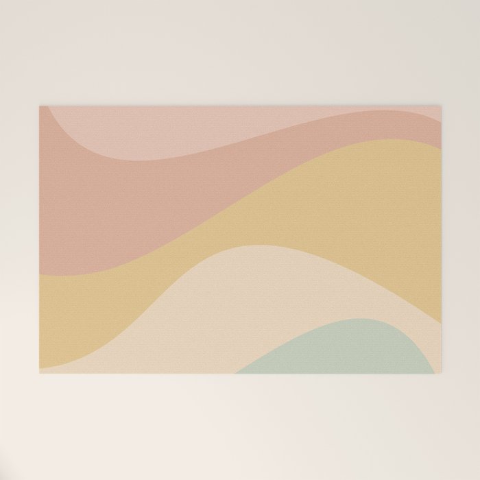 Abstract Color Waves - Neutral Pastel Welcome Mat Gallery Image 1