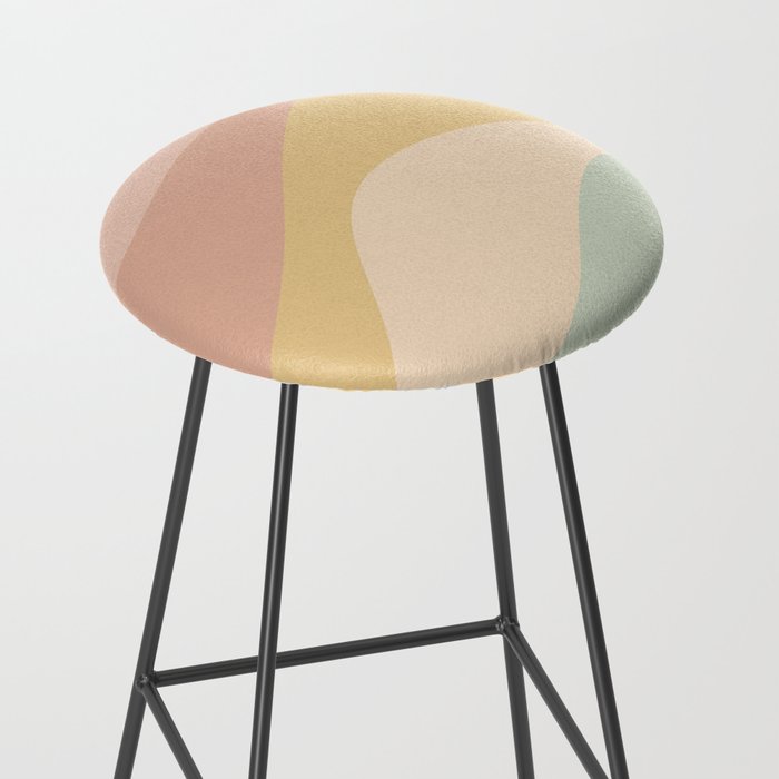 Abstract Color Waves - Neutral Pastel Stool Gallery Image 2