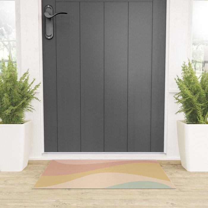 Abstract Color Waves - Neutral Pastel Welcome Mat Gallery Image 3