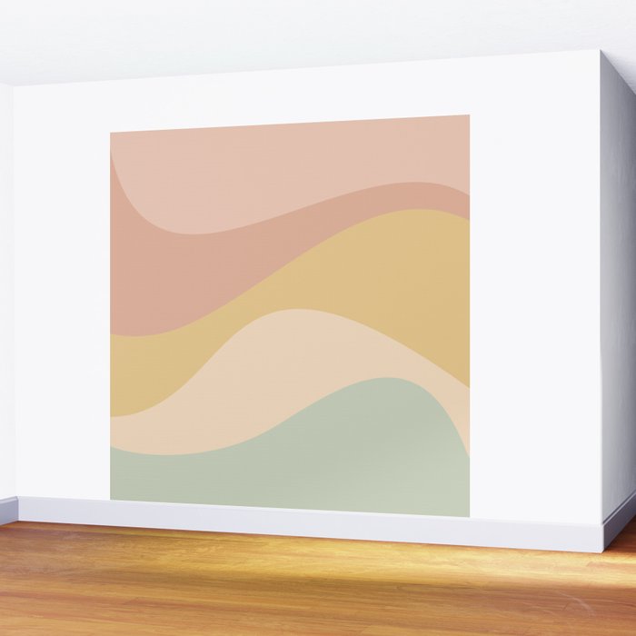 Abstract Color Waves - Neutral Pastel Wall Mural Gallery Image 2