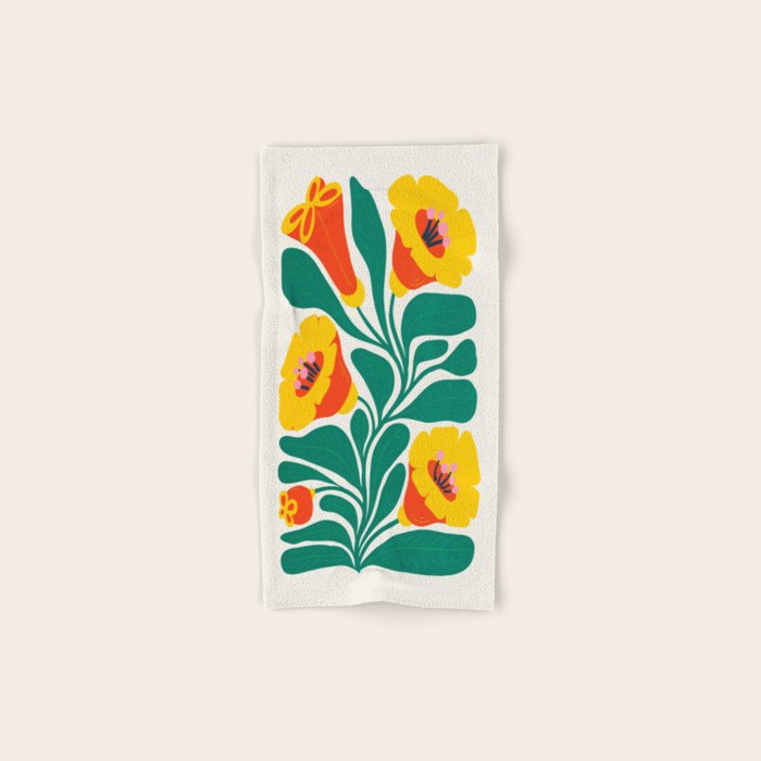 Orioles & Golden Poppy: Les Fleurs | Flower Market 04 | Spring Summer 23 Bath Towel Gallery Image 1