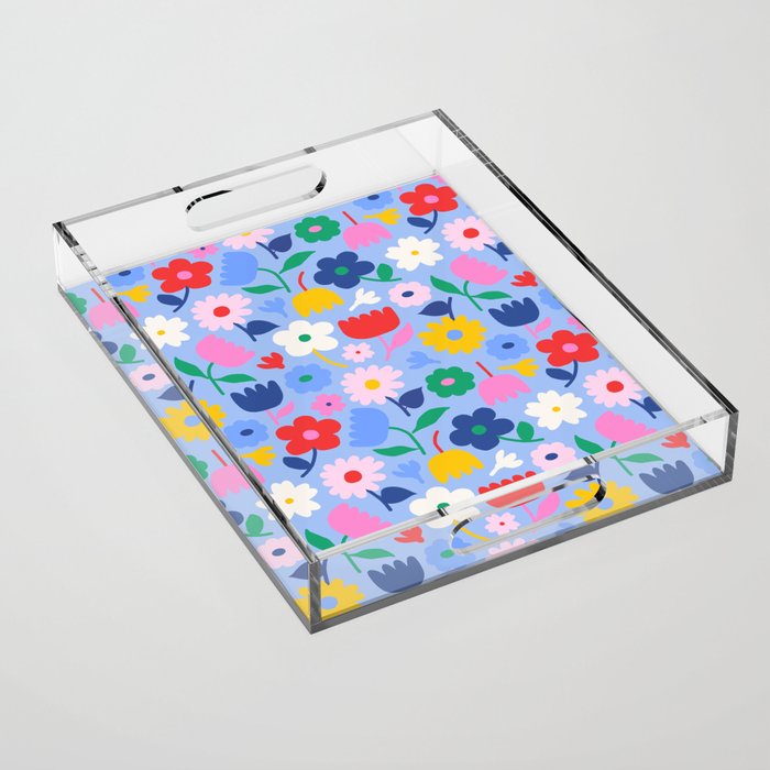 Floral Medley - sky Acrylic Tray Gallery Image 1