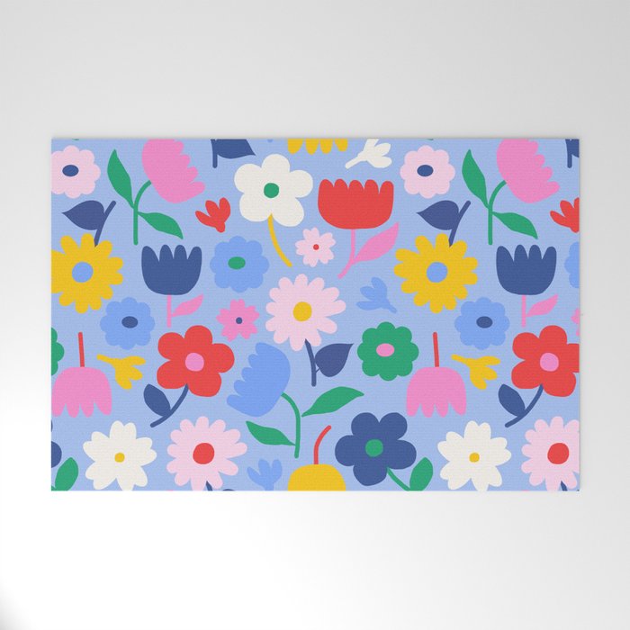 Floral Medley - sky Welcome Mat Gallery Image 1