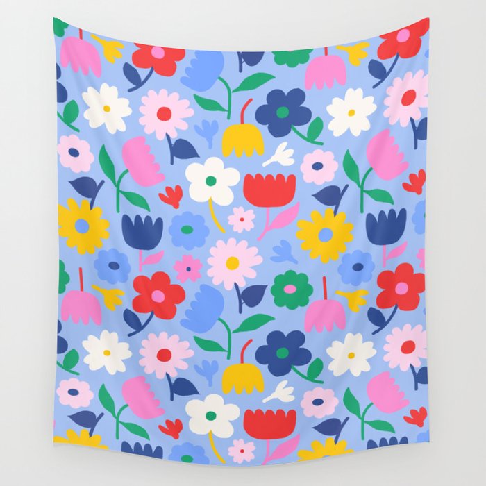 Floral Medley - sky Wall Tapestry Gallery Image 4