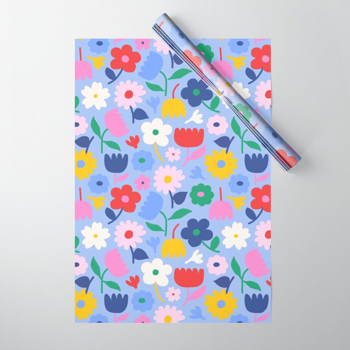 Floral Medley - sky Wrapping Paper Gallery Image 1