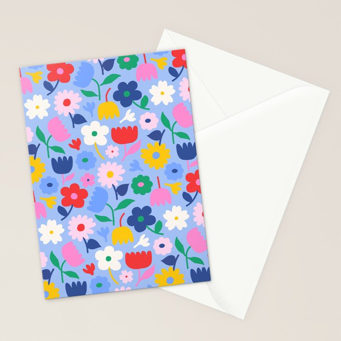 Floral Medley - sky Stationery Card Gallery Image 2