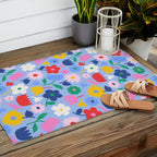 Floral Medley - sky Outdoor Rug Gallery Image 2