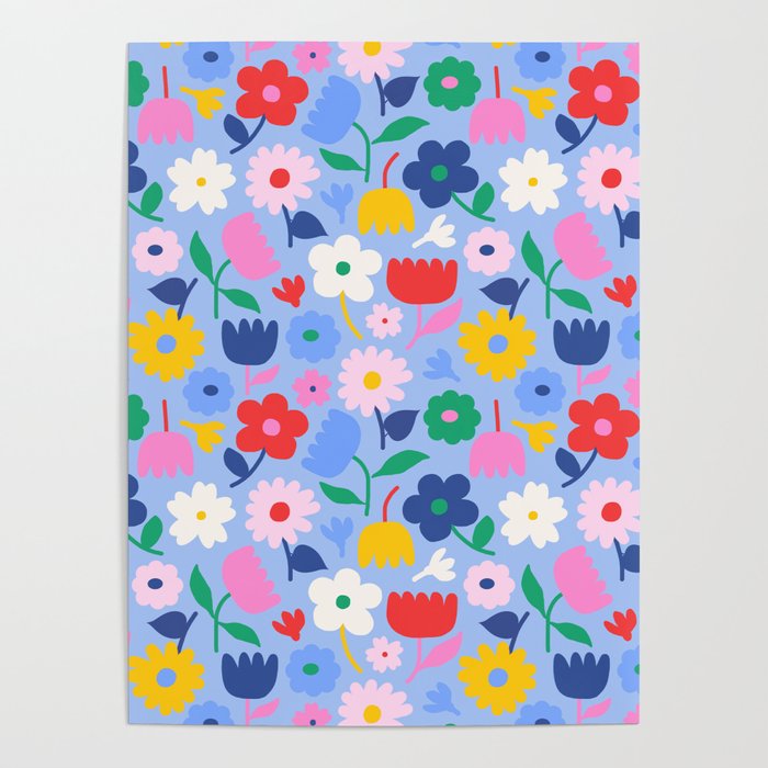 Floral Medley - sky Poster Gallery Image 1