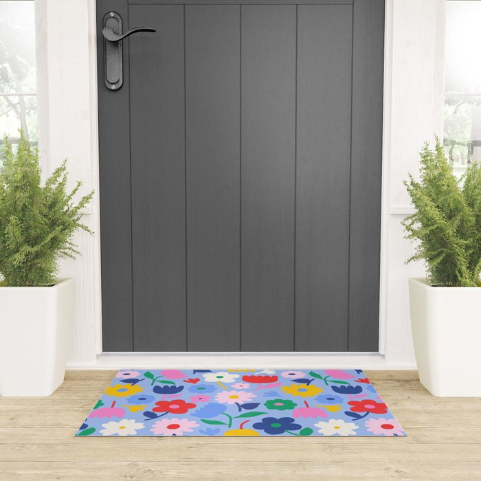 Floral Medley - sky Welcome Mat Gallery Image 3